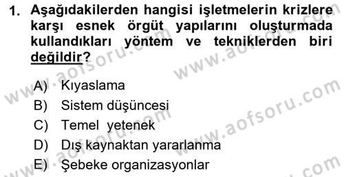 Kriz İletişimi Ve Yönetimi Dersi 2022 - 2023 Yılı Yaz Okulu Sınav Soruları 1. Soru