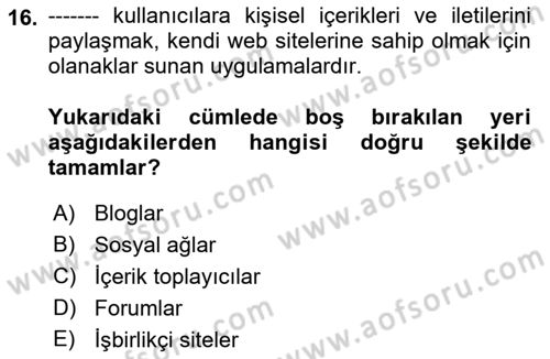 Kriz İletişimi Ve Yönetimi Dersi 2022 - 2023 Yılı Yaz Okulu Sınav Soruları 16. Soru