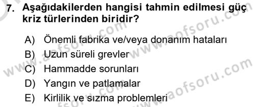 Kriz İletişimi Ve Yönetimi Dersi 2022 - 2023 Yılı Yaz Okulu Sınav Soruları 7. Soru