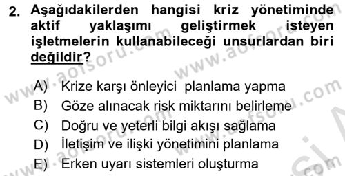 Kriz İletişimi Ve Yönetimi Dersi 2023 - 2024 Yılı (Final) Dönem Sonu Sınav Soruları 2. Soru