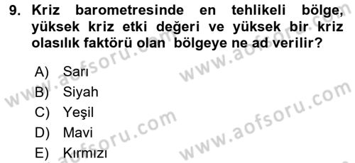 Kriz İletişimi Ve Yönetimi Dersi 2023 - 2024 Yılı (Final) Dönem Sonu Sınav Soruları 9. Soru