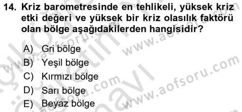 Kriz İletişimi Ve Yönetimi Dersi 2023 - 2024 Yılı Yaz Okulu Sınav Soruları 14. Soru
