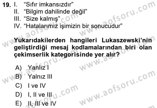Kriz İletişimi Ve Yönetimi Dersi 2023 - 2024 Yılı Yaz Okulu Sınav Soruları 19. Soru