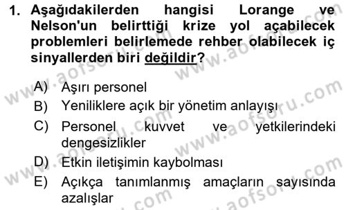 Kriz İletişimi Ve Yönetimi Dersi 2024 - 2025 Yılı (Vize) Ara Sınav Soruları 1. Soru