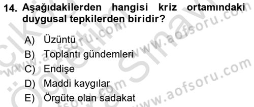 Kriz İletişimi Ve Yönetimi Dersi 2024 - 2025 Yılı (Vize) Ara Sınav Soruları 14. Soru