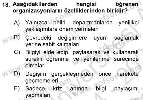 Kriz İletişimi Ve Yönetimi Dersi 2024 - 2025 Yılı (Vize) Ara Sınav Soruları 18. Soru
