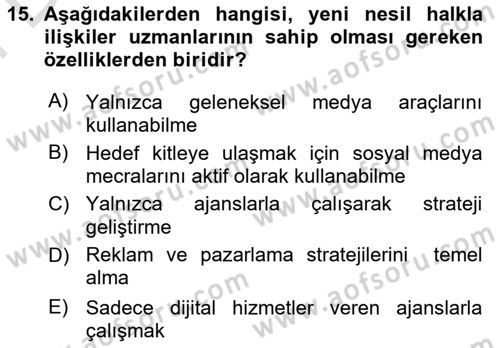 Kriz İletişimi Ve Yönetimi Dersi 2024 - 2025 Yılı (Final) Dönem Sonu Sınav Soruları 15. Soru