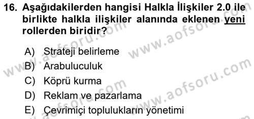 Kriz İletişimi Ve Yönetimi Dersi 2024 - 2025 Yılı (Final) Dönem Sonu Sınav Soruları 16. Soru