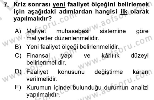 Kriz İletişimi Ve Yönetimi Dersi 2024 - 2025 Yılı (Final) Dönem Sonu Sınav Soruları 7. Soru