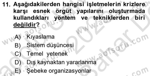 Kriz İletişimi Ve Yönetimi Dersi 2025 - 2026 Yılı (Vize) Ara Sınav Soruları 11. Soru