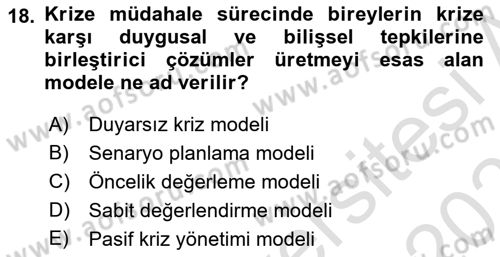 Kriz İletişimi Ve Yönetimi Dersi 2025 - 2026 Yılı (Vize) Ara Sınav Soruları 18. Soru