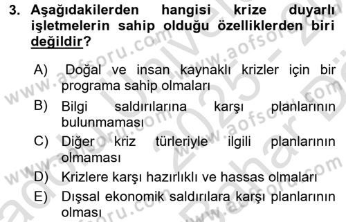 Kriz İletişimi Ve Yönetimi Dersi 2025 - 2026 Yılı (Vize) Ara Sınav Soruları 3. Soru