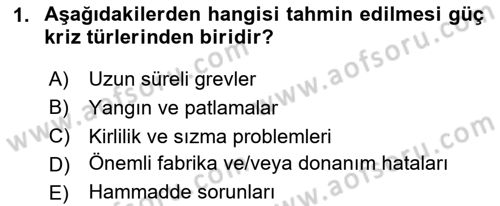 Kriz İletişimi Ve Yönetimi Dersi 2025 - 2026 Yılı (Final) Dönem Sonu Sınav Soruları 1. Soru