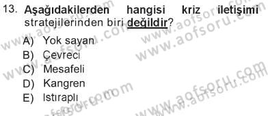 Kurumsal İletişim Dersi 2012 - 2013 Yılı Tek Ders Sınav Soruları 13. Soru