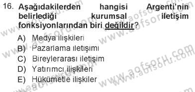Kurumsal İletişim Dersi 2012 - 2013 Yılı Tek Ders Sınav Soruları 16. Soru