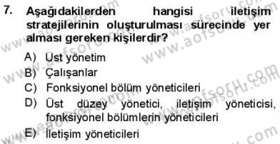 Kurumsal İletişim Dersi Ara Sınavı Deneme Sınav Soruları 7. Soru