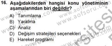 Kurumsal İletişim Dersi 2013 - 2014 Yılı Tek Ders Sınav Soruları 16. Soru