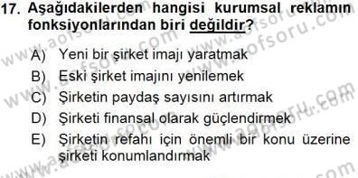 Kurumsal İletişim Dersi 2015 - 2016 Yılı (Final) Dönem Sonu Sınav Soruları 17. Soru
