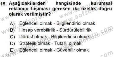 Kurumsal İletişim Dersi 2015 - 2016 Yılı (Final) Dönem Sonu Sınav Soruları 19. Soru