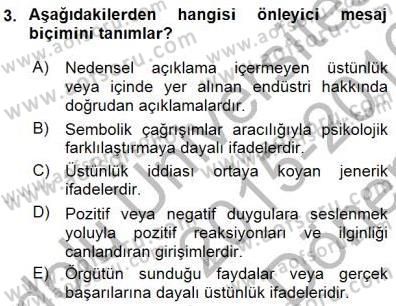 Kurumsal İletişim Dersi 2015 - 2016 Yılı (Final) Dönem Sonu Sınav Soruları 3. Soru