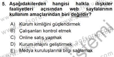 Kurumsal İletişim Dersi 2015 - 2016 Yılı (Final) Dönem Sonu Sınav Soruları 5. Soru