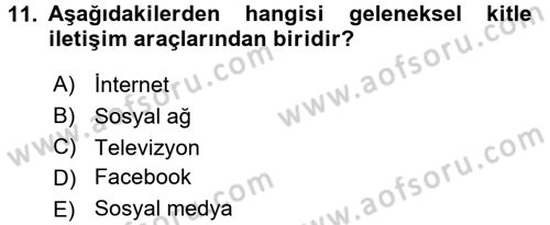 Kurumsal İletişim Dersi 2016 - 2017 Yılı 3 Ders Sınav Soruları 11. Soru
