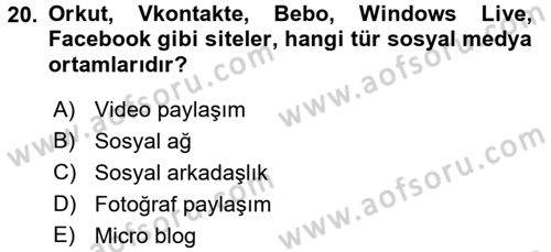 Kurumsal İletişim Dersi 2016 - 2017 Yılı 3 Ders Sınav Soruları 20. Soru