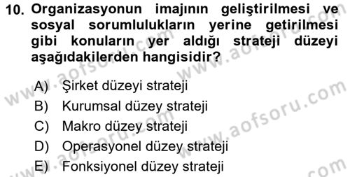 Kurumsal İletişim Dersi Ara Sınavı Deneme Sınav Soruları 10. Soru
