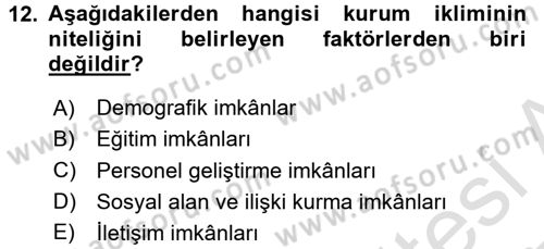 Kurumsal İletişim Dersi Ara Sınavı Deneme Sınav Soruları 12. Soru
