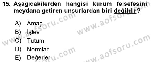 Kurumsal İletişim Dersi Ara Sınavı Deneme Sınav Soruları 15. Soru