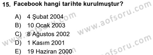 Kurumsal İletişim Dersi 2016 - 2017 Yılı (Final) Dönem Sonu Sınavı 15. Soru