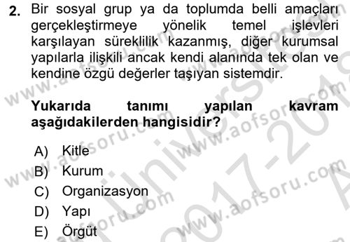 Kurumsal İletişim Dersi 2017 - 2018 Yılı (Vize) Ara Sınav Soruları 2. Soru