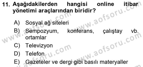 Kurumsal İletişim Dersi 2018 - 2019 Yılı 3 Ders Sınav Soruları 11. Soru