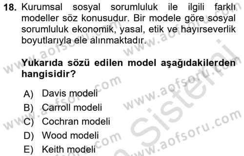 Kurumsal İletişim Dersi 2018 - 2019 Yılı 3 Ders Sınav Soruları 18. Soru