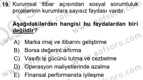Kurumsal İletişim Dersi 2018 - 2019 Yılı 3 Ders Sınav Soruları 19. Soru
