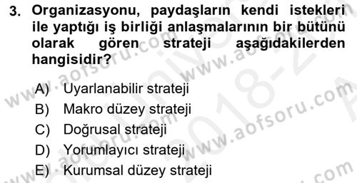 Kurumsal İletişim Dersi 2018 - 2019 Yılı (Vize) Ara Sınav Soruları 3. Soru