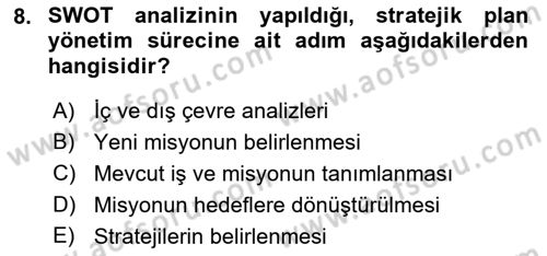 Kurumsal İletişim Dersi 2018 - 2019 Yılı (Vize) Ara Sınav Soruları 8. Soru