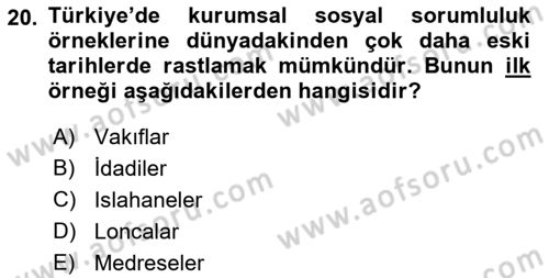 Kurumsal İletişim Dersi 2018 - 2019 Yılı (Final) Dönem Sonu Sınav Soruları 20. Soru