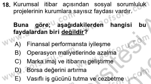Kurumsal İletişim Dersi 2018 - 2019 Yılı Yaz Okulu Sınav Soruları 18. Soru