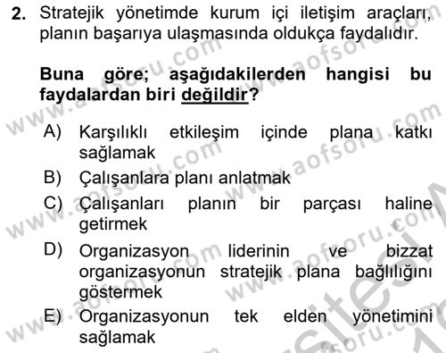 Kurumsal İletişim Dersi 2018 - 2019 Yılı Yaz Okulu Sınav Soruları 2. Soru