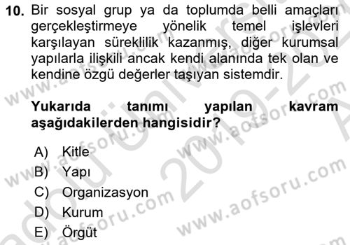 Kurumsal İletişim Dersi 2019 - 2020 Yılı (Vize) Ara Sınav Soruları 10. Soru
