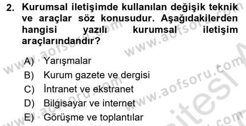 Kurumsal İletişim Dersi 2019 - 2020 Yılı (Vize) Ara Sınav Soruları 2. Soru