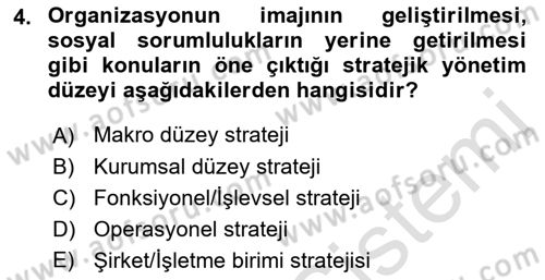 Kurumsal İletişim Dersi Ara Sınavı Deneme Sınav Soruları 4. Soru