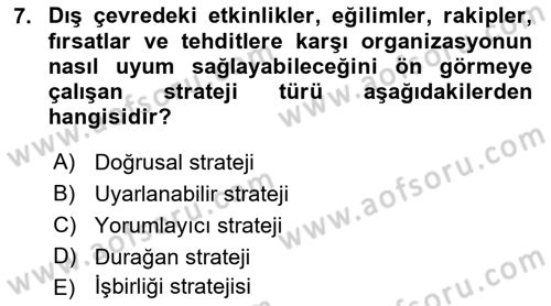 Kurumsal İletişim Dersi 2019 - 2020 Yılı (Vize) Ara Sınav Soruları 7. Soru