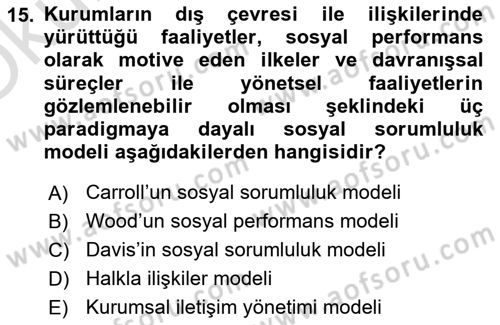Kurumsal İletişim Dersi 2020 - 2021 Yılı Yaz Okulu Sınav Soruları 15. Soru