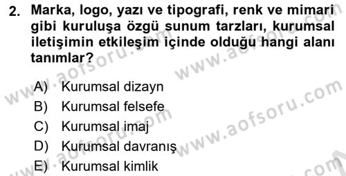 Kurumsal İletişim Dersi 2020 - 2021 Yılı Yaz Okulu Sınav Soruları 2. Soru
