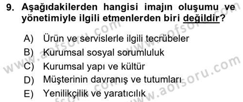 Kurumsal İletişim Dersi 2020 - 2021 Yılı Yaz Okulu Sınav Soruları 9. Soru