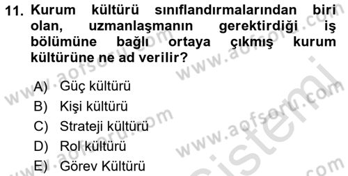 Kurumsal İletişim Dersi 2021 - 2022 Yılı (Vize) Ara Sınav Soruları 11. Soru