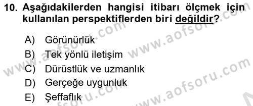 Kurumsal İletişim Dersi 2021 - 2022 Yılı (Final) Dönem Sonu Sınav Soruları 10. Soru