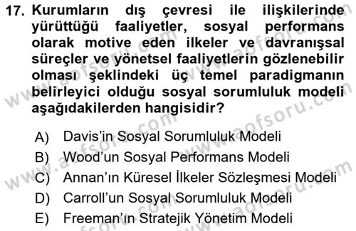 Kurumsal İletişim Dersi 2021 - 2022 Yılı (Final) Dönem Sonu Sınav Soruları 17. Soru